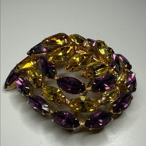 ⭐️Coveted Christian Dior by Kramer vintage yellow Purple Leaf Brooch pin rare